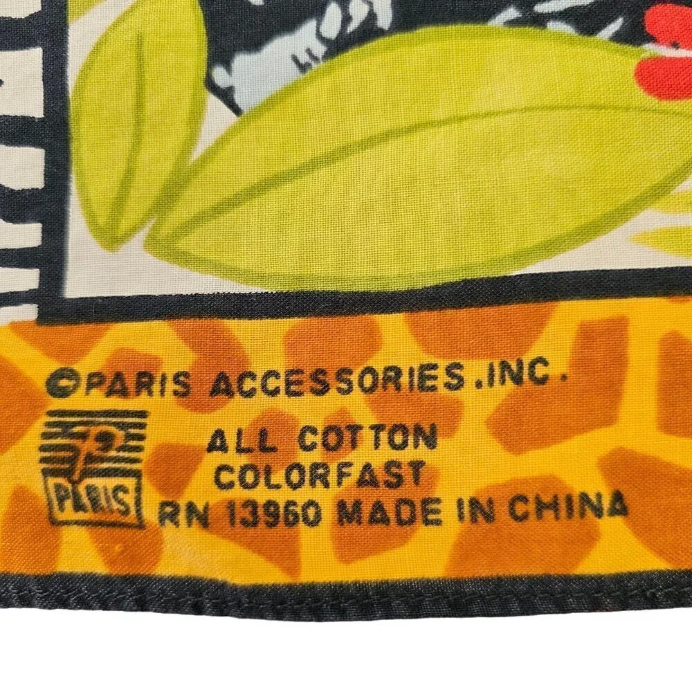 Paris Accessories Inc 1960s Square Cotton Scarf Multicolor Wild Animal Pattern